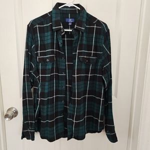 George Men's Long Sleeve Flannel Shirt Size L Color black/green